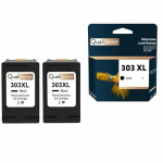 QUALITONER - 2 Cartouche compatible pour HP 303 XL 303XL Noir pour HP Tango Envy Photo 6200 Series Photo 6230 Photo 6232 Photo 6234