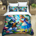 Alice Imeamaal Anime Voodipesukomplekt Tr&uuml;kitud Pehme Voodipesu Komplekt Tekikott Lastele T&auml;iskasvanutele S&uuml;nnip&auml;evakingitus EU Single(135*200cm)3pcs