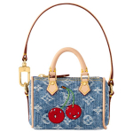 Louis Vuitton X Takashi Murakami Speedy Micro Denim Cerise Cherry Seeria V&auml;ike K&auml;ekott Naiste k&auml;ekotid Sinine M02535 Basic Set (Bag+Dust Bag)