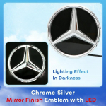 Auto esikaitsme iluv&otilde;re T&auml;heembleem Mercedes Benz W246 B180 B200 B250 jaoks 3D peegelpinnaga stiilis LED-logo embleem