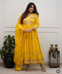 Kaunis tikitud kurta, p&uuml;ksid ja dupatta komplekt India naistele Bollywood Salwar Kameez M kollane