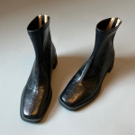 Meeste Naiste Kevad S&uuml;gis Saapad Mood Vintage Elastne Kitsas Pahkluu Pehme Nahk Kingad Daamide Elegantne Paks Konts Modernsed L&uuml;hikesed Saapad 35 black