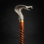 Silver Handle Cobra Head Walking Cane 93.98 cm Rosewood Wooden Stick, Christmas Wedding Travel Father, Mother, Grandfather, Grandmother Gift