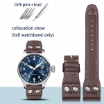Ehtsa nahast k&auml;ekella rihm IWC Big Pilot Mark 18 Portuguese Schaffhausen jaoks Paju naelrihm 20mm 21mm 22mm K&auml;ekella rihm K&auml;ev&otilde;ru 21mm