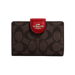Coach Corner Zip Klassikaline Monogramm Kaetud L&otilde;uend ja Nahk Randmepaelaga Sidur Naiste Sidur Punane Tumehall C0082-IMRVQ Basic Set (Bag+Dust Bag)