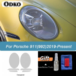 2 tk Autode esitulede kaitsekile suitsumust v&auml;rviga wrap vin&uuml;&uuml;l l&auml;bipaistev TPU kleebis Porsche 911 992 jaoks puhas