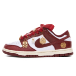 Nike Dunk Low PRM Low top Skateboard Shoes Women's White Red Gold FJ4555-100(Team-) 42