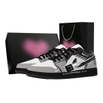Jordan Air Jordan 1 Black Hole Product, Heart Box Abrasion Resistant Slip Resistant Low top Vintage Basketball Shoes 553558-165(Team529--) 38 gray