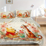 3 tk Tigger & Karupoeg Voodipesukomplekt 1 Pehme Tekikate + 2 Padjap&uuml;&uuml;ri, Masinpestav, Sobib K&otilde;igiks Aastaaegadeks B095 135x200cm