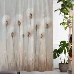 Elegantne v&otilde;ilillemustriga kardin - Pehme beež valgete &otilde;ite ja seemnetega, pol&uuml;ester, 12 konksu, t&auml;iuslik vannitoa/magamistoa sisustuseks W140H220(CM)-1 Pcs white
