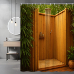 Zen Bambusest Du&scaron;ikardin V&auml;lisruumi Spa Stseen Rohelised Lehed Puidust Seina Disain Veekindel Lihtne Paigaldada T&otilde;sta Oma Ruumi W180H200(CM)-1 Pcs