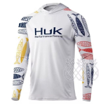 HUK Pikak&auml;elised Kalastusriided UPF+50 P&auml;ikesekaitsega Hingavad V&auml;lisspordi Meeste Higiimav Kapuutsiga T-s&auml;rk XXXL white