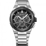 Hugo Boss 1513359 Supernova Chrono H&otilde;bedase sihverplaadiga Meeste k&auml;ekell 46mm must