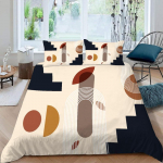 Keskmodernistlik tekikoti komplekt King Abstraktne Geomeetriline Tasakaalukujundid Vikerkaar P&auml;ikeseringid Boho Tekikoti Kate Voodipesukomplektid 135x200cm