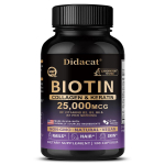 Didacat Biotiin Kollageen & Keratiin 25000 MCG, 120 kapslit juuste, naha & k&uuml;&uuml;nte toetamiseks B-vitamiini kompleks 120PCS black
