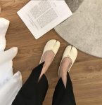 Jaapani stiilis Tabi Ninja kingad Naistele Mugavad nahast lamedad kingad Split s&otilde;rgatsvarbtega mokassiinid Femme Mary Jeans Moccasins Daamide Ballerina kingad 35 aprikoosi
