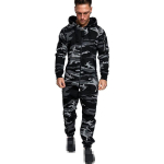 Meeste kamuflaažist kombinesoon kapuutsiga ja lukuga, ideaalne igap&auml;evaseks kandmiseks Gray Camo,2XL black
