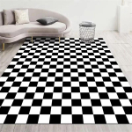 Moodne Retro Ruuduline Vaip Elutoa Magamistoa Kaunistus Voodi k&otilde;rvale Libisemisvastane Pehme Matt Kodus Pestavad Pl&uuml;&uuml;svaibad Kohandatav 80cm x 120cm gray