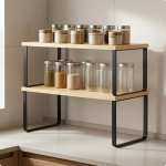 2 tk kahetasandiline lauapealne hoiuriiul Ristk&uuml;likukujuline 2-tasandiline lauaalus T&ouml;&ouml;tasapind Bambus Valge 4020cm Bamboo Black 40-20cm 2-piece