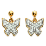 Les Tr&eacute;sors De Lily [J3067] - kullatud k&otilde;rvar&otilde;ngad  Butterflies  valgest kullast - 14x10 mm kuld