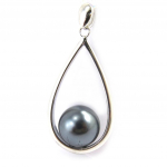Les Tr&eacute;sors De Lily [M6184] - Pendentif Argent 'Perla' gris argent&eacute; (rhodi&eacute;) - 35x15 mm h&otilde;be
