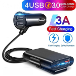 Universaalne 4-pordiline USB-autolaadija esiistme tagaistme QC3.0 kiirlaadimise USB-adapter autolaadimiseks