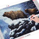 5D DIY teemanttikandid karu lumi t&auml;isruudu k&auml;sit&ouml;&ouml;komplekti m&uuml;&uuml;k teemantmaaling loomade mosaiik talvine kodukaunistus Full Round (20X30CM)