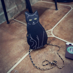 MUSTA KASSI UUDNE RISTIKETKOTT - Naiste t&uuml;druk 2016 Street Fashion Animal Kitten Cute Cool Unikaalne l&otilde;bus Cross Body rahakott must