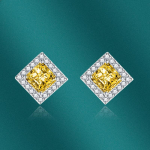 BELLA BOX S925 h&otilde;bedased n&otilde;elk&otilde;rvar&otilde;ngad, naiste korea versioon, mikro-inkrusteeritud tsirkoon-ruudukujulised teemandid, mood v&auml;rvilised kollased teemandid sinine