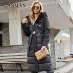 GASMAN 2021 Naiste jope Pikk elegantne Fashion Talvemantel naistele br&auml;nd T&otilde;mblukuga tasku Soe Parka v&ouml;&ouml;ga Sulejoped 8189 L must