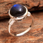 Labradoriidi s&otilde;rmus, Moeehted, 925 Sterlingh&otilde;be K&auml;sitsi valmistatud ehted, H&otilde;bedane amulett-s&otilde;rmus, Unisex s&otilde;rmus 4 sinine