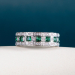 Bella Box Vintage naiste s&otilde;rmus rohelise v&auml;rvi kalliskiviga h&otilde;bedase v&auml;rviga naiste ehted, romantiline kalliskivi kihlumise aastap&auml;ev 6 roheline