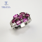 100% naturaalne Brasiilia rodoliit granaats&otilde;rmus t&otilde;eliselt hea tulega v&auml;&auml;riskivi peen Ehted 925 h&otilde;bedane naiste s&otilde;rmus unisex us ring size 7# lilla/punane