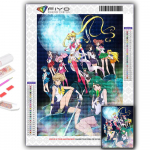 Teemantmaal Sailor Moon Tikand Ristpistes Rhinestone kodukaunistus Full Round 20X30CM