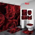4 stiili Red Rose du&scaron;ikardina vannitoakomplekt Yst&auml;v&auml;np&auml;iv&auml; seeria muster veekindel vannitoamatid Vaibad WC kaane katte komplekt