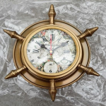 Antiikstiilis merevannist messingist laevakell, kontorikell, k&auml;sitsi valmistatud t&ouml;&ouml;kell, kontorisisustus, ruumi sisekujundus, kingikell