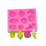 Mitme puuviljaga DIY fondant kook banaani viinamarja maasika virsiku apelsini maisi silikoonvorm roosa