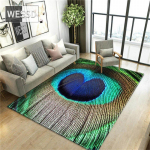 Luksuslik roheline vaip kaasaegsele diivanilauale elutoa 3D-p&otilde;randamatt linnusulgedega, tr&uuml;kitud magamistoaga vaibad, tugitoolimatt 160x200cm 1pcs