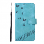Nahast telefoni klappkaas Samsung Galaxy S23 Ultra S22 S21 S20 Fe S9 S10 Plus Note 20 10 9 &uuml;mbristele 3d Staff Butterfly Reljeef Samsung S10 Plus tumepunast v&auml;rvi