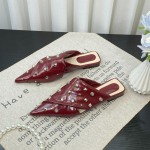 Magusad sussid naiste slaidid kandilised madalad kontsad naiste kingad Solid Mules Needed terava ninaga suvekingad Zapatillas Mujer 35 beež