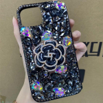 Luksuslik Bling Rhinestone Diamond Flowers &uuml;mbris Samsung S23 S22 S21 ultra S20 FE A14 A54 A12 A22 A32 A52 A13 A53 A51/iphone 14 13 12 s&auml;deleva kaanega Samsung Z Fold 3 must