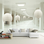 Suur abstraktse kunsti seinamaal, kaasaegne 3D stereoruum valge palli seinamaaling elutoa teleri taustapilt 200 cm(W) x 140 cm(H)