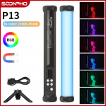 Soonpho P13 RGB LED-videovalgusti koos statiiviga 2500K-8500K CRI 95+ fotograafiastuudio k&auml;eshoitav valgustoru fotograafiastuudio jaoks valge