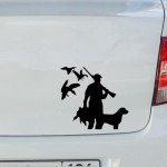 Tri Mishki HZX1125 15x13,7 cm jahimehe ja koera autokleebis Naljakas vin&uuml;&uuml;lkleebised Mootorrattatarvikute kleebised