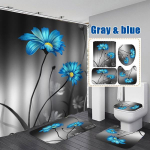 &Otilde;itsevad lilled Rose Butterfly du&scaron;ikardina komplekt Veekindel Vannitoa WC istmekate Vanni libisemiskindel matt Vaip Vanni sisekujundus A hall/sinine