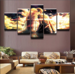 Jaapani animepilt, paar suudlevat tr&uuml;kitud l&otilde;uendit maalides viieosalise raamita seinamaaling magamistoa kodukaunistamise kunstiplakat 20x35cm*2 20x45cm*2 20x55cm*1