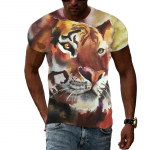 Suvine uus 3D Creative Oil Painting Tiger Meeste t-s&auml;rk Isiksus Mood Loomade prindiga graafilised t-s&auml;rgid Huvitav trendi t-s&auml;rk S