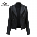 Uued kevadised s&uuml;gise naiste kunstnahast l&uuml;hikesed jakid naiste jalgratturi riided S must