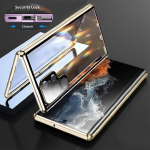 360 t&auml;ieliku kaitsega metallist magnetiline kahepoolne klaas&uuml;mbris Samsung Galaxy S25 S24 S23 FE S22 Ultra S21 Plus objektiivi kaitseks. For Samsung S22 kuld