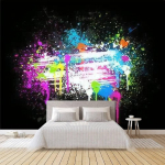 Graffiti Seinatapeet V&auml;rv Pritsme Tapeet Eemaldatav Suure suurusega 3D Seinatapeet Kleebis Elutuba Magamistoa Kodukaunistus 200 cm(W) x 140 cm(H)